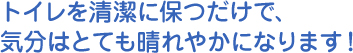 トイレを清潔に保つだけで、 気分はとても晴れやかになります！